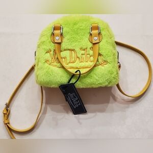 Von Dutch Neon Green Faux Fur Mini Bag